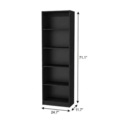Set of Three Black Wood Five Tier Bookcase HomeRoots