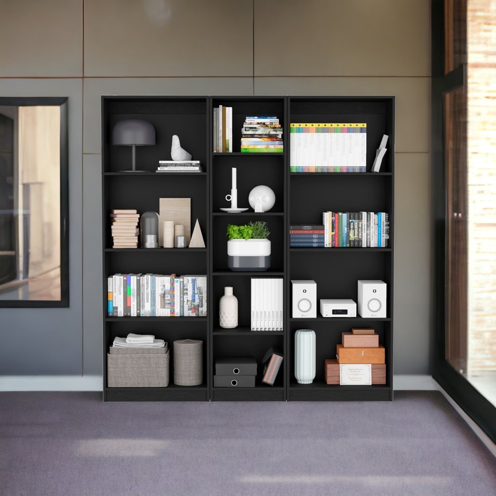 71" Black Five Tier Bookcase HomeRoots