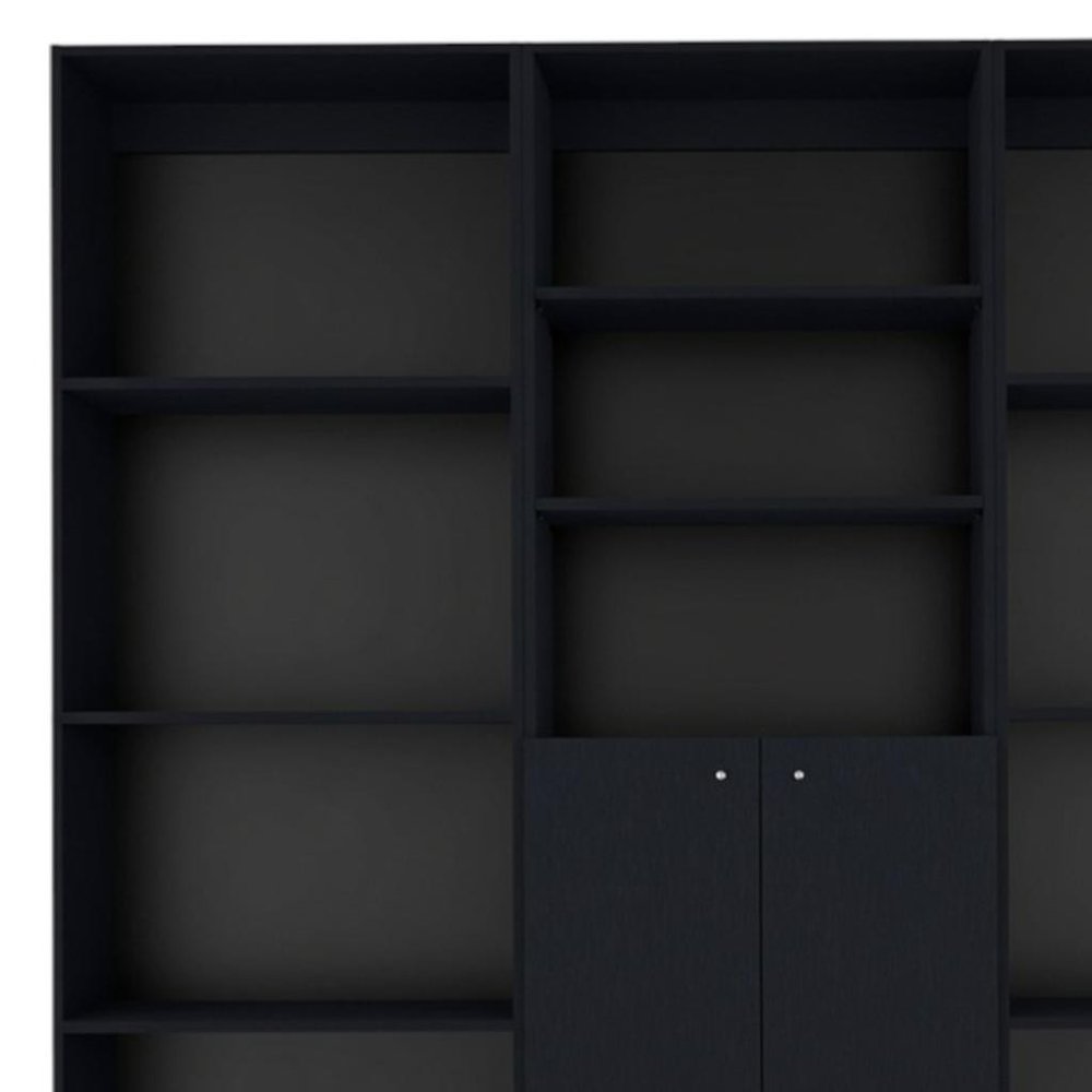 71" Black Five Tier Bookcase with Two doors HomeRoots