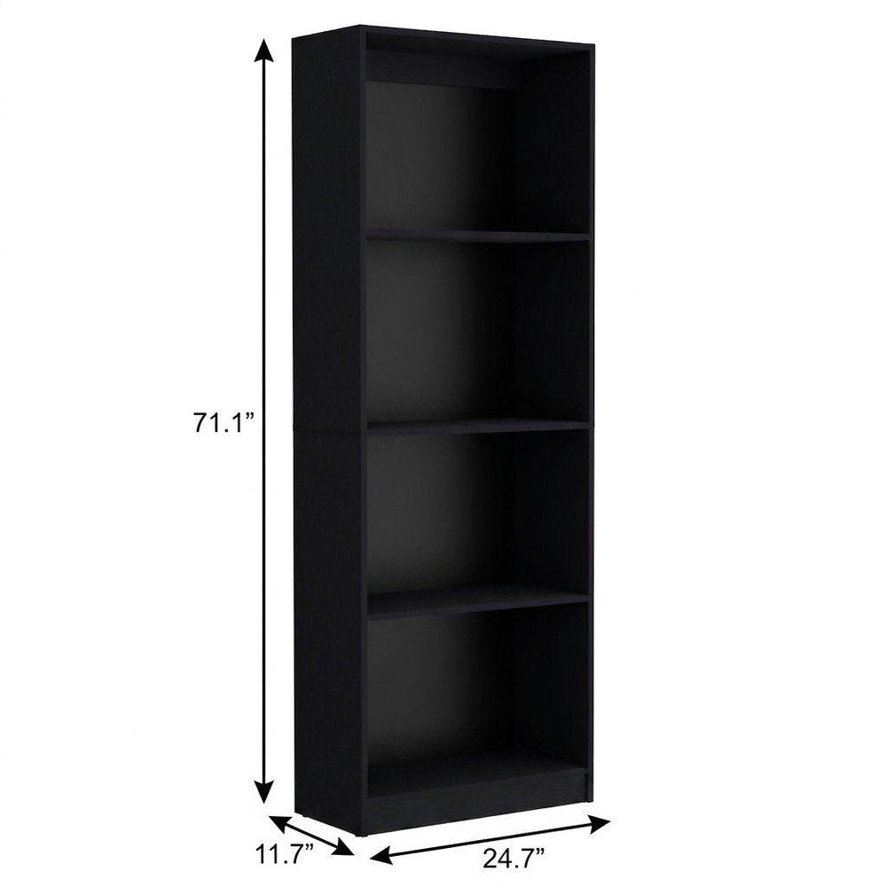 71" Black Five Tier Bookcase with Two doors HomeRoots