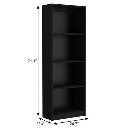 71" Black Five Tier Bookcase with Two doors HomeRoots