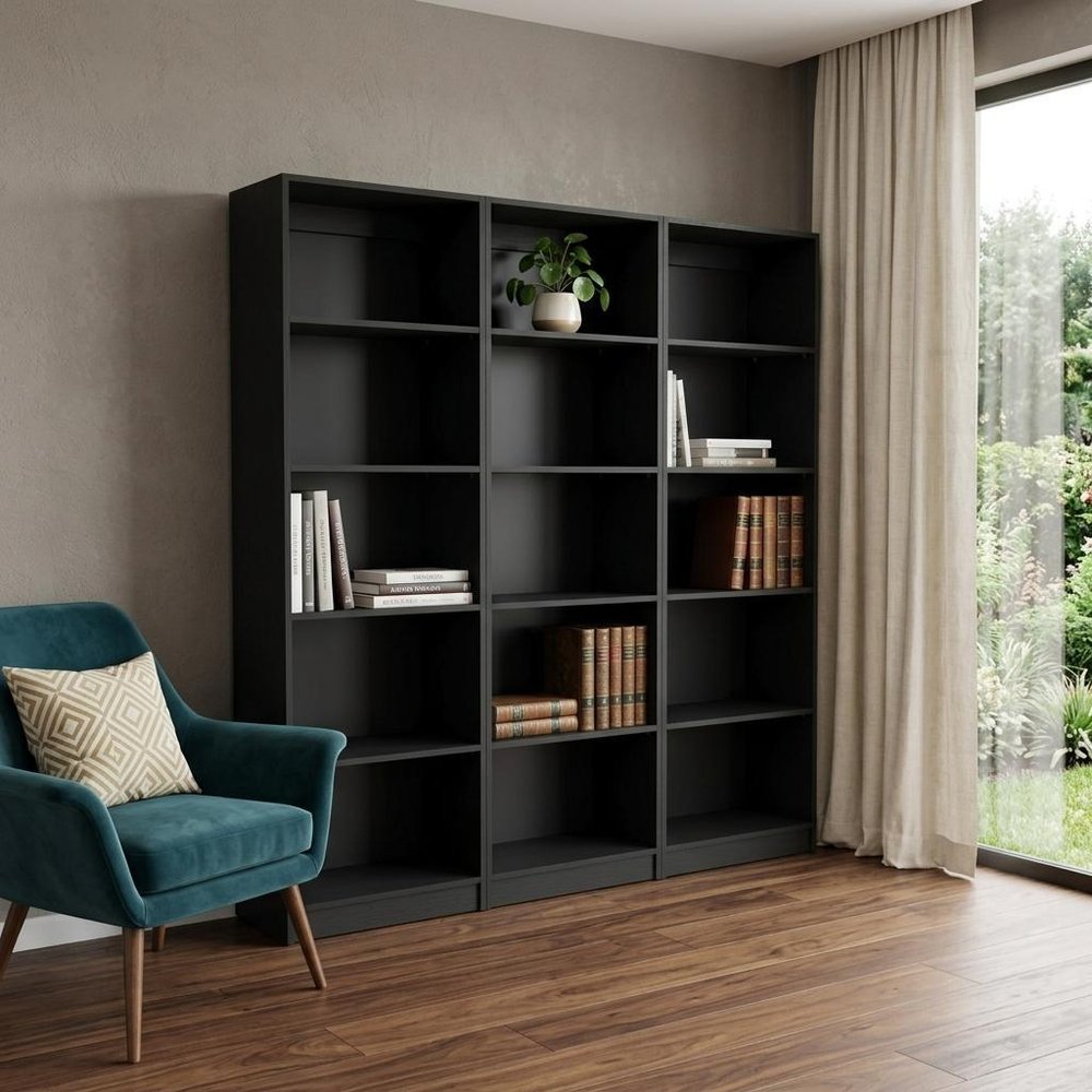 71" Black Five Tier Bookcase HomeRoots