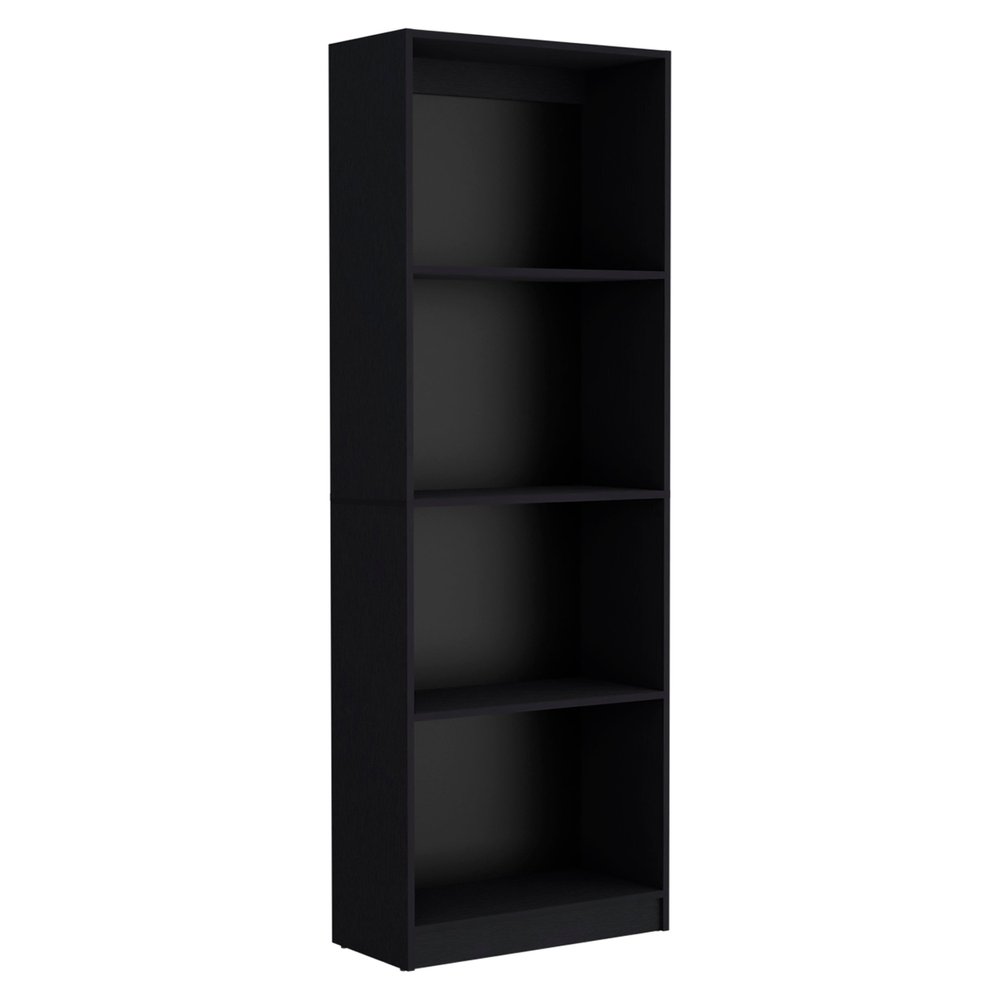 Set of Three Black Wood Four Tier Bookcases HomeRoots