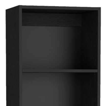 Set of Three Black Five Tier Bookcases with Two Doors HomeRoots