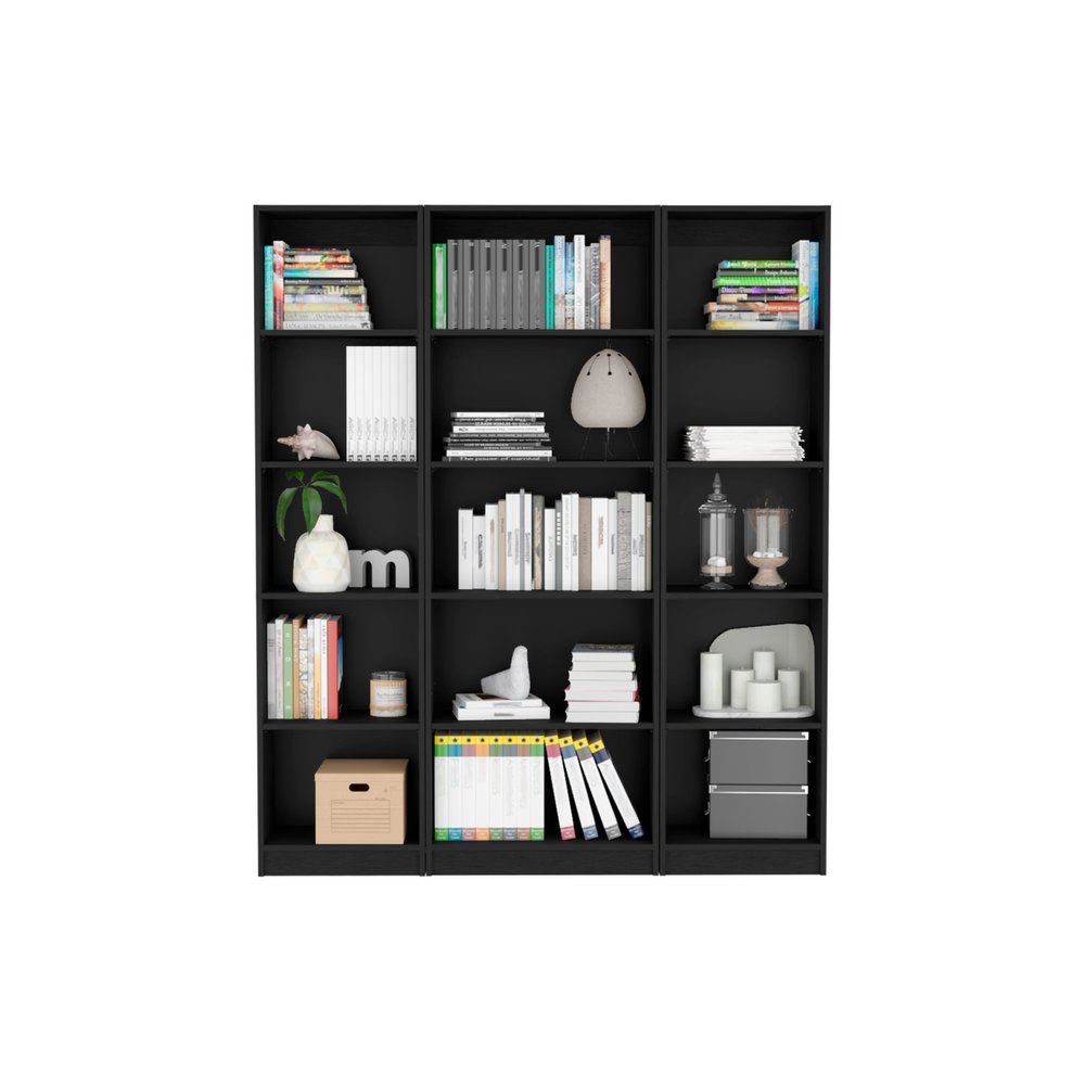 71" Black Five Tier Bookcase HomeRoots