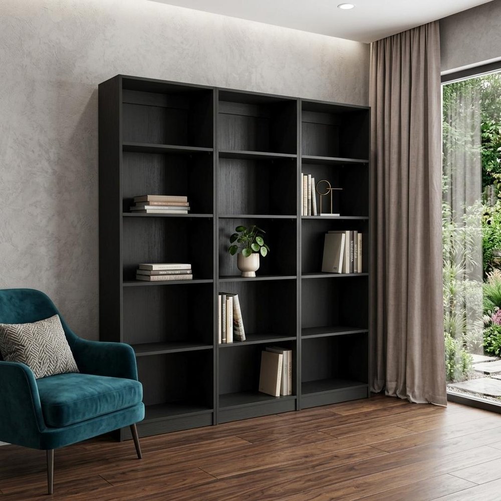 71" Black Five Tier Bookcase HomeRoots