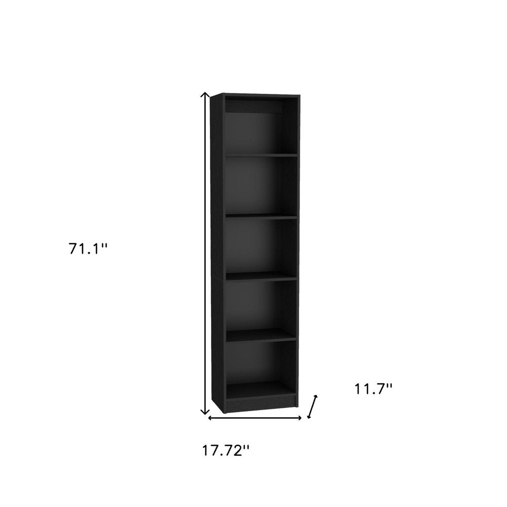 71" Black Four Tier Bookcase HomeRoots