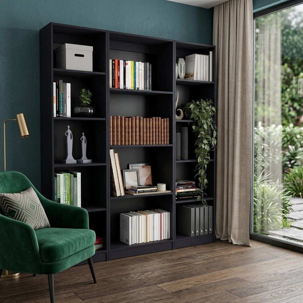 71" Black Four Tier Bookcase HomeRoots