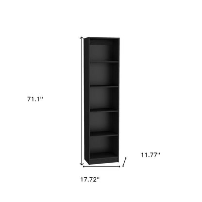 71" Black Five Tier Bookcase with Four Doors HomeRoots