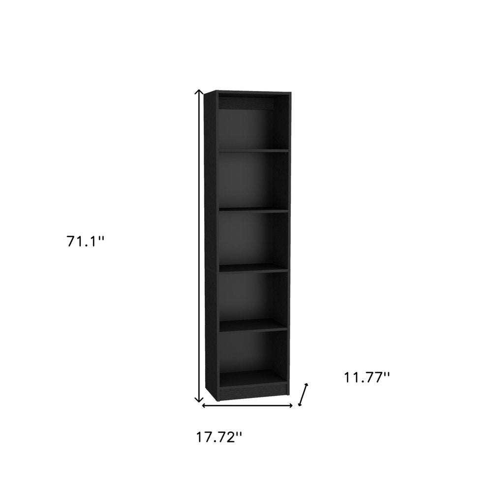 71" Black Five Tier Bookcase with Four Doors HomeRoots