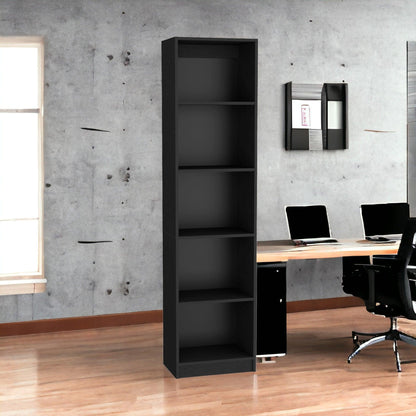 71" Black Five Tier Bookcase with Four doors - FurniFindUSA