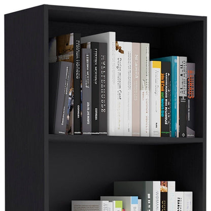 71" Black Four Tier Bookcase with Two Doors HomeRoots