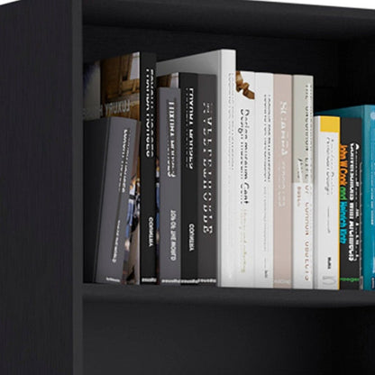 71" Black Four Tier Bookcase with Two Doors HomeRoots