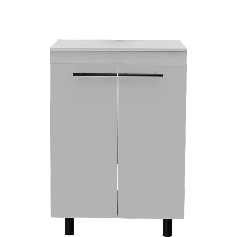 24" White Wood Freestanding Bathroom Vanity With Sink And Medicine Cabinet HomeRoots