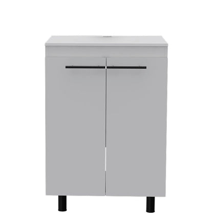 24" White Wood Freestanding Bathroom Vanity With Sink And Medicine Cabinet HomeRoots