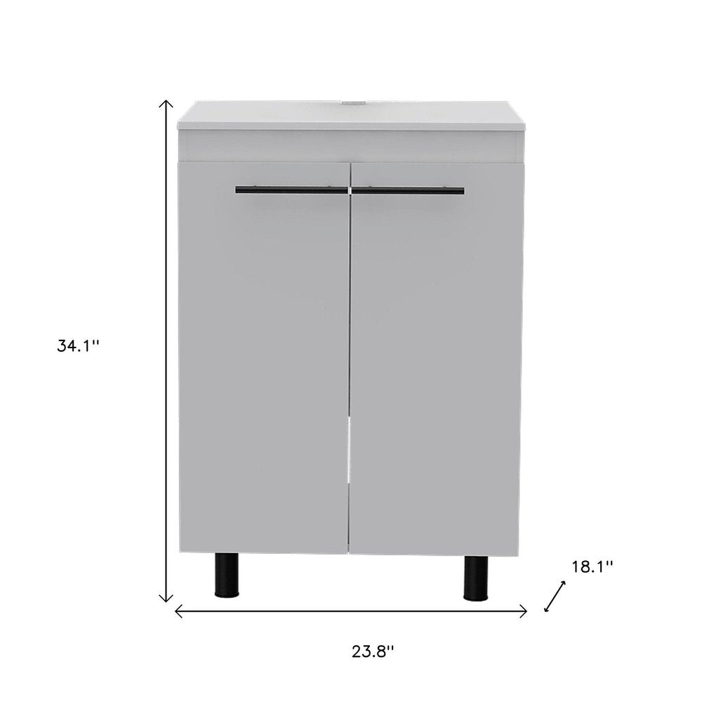 24" White Wood Freestanding Bathroom Vanity With Sink And Medicine Cabinet HomeRoots