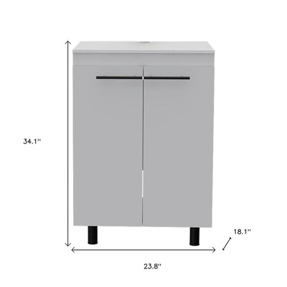 24" White Wood Freestanding Bathroom Vanity With Sink And Medicine Cabinet HomeRoots