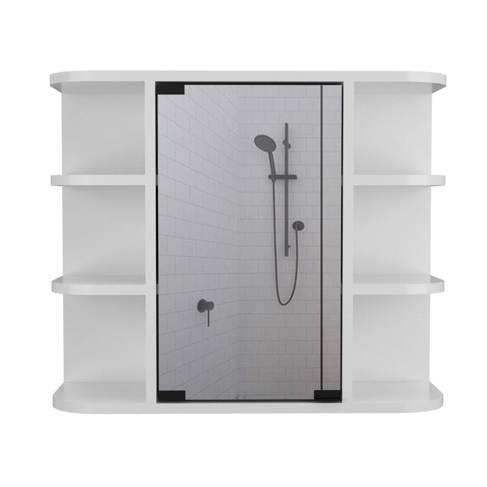 24" White Wood Freestanding Bathroom Vanity With Sink And Medicine Cabinet With Mirror HomeRoots