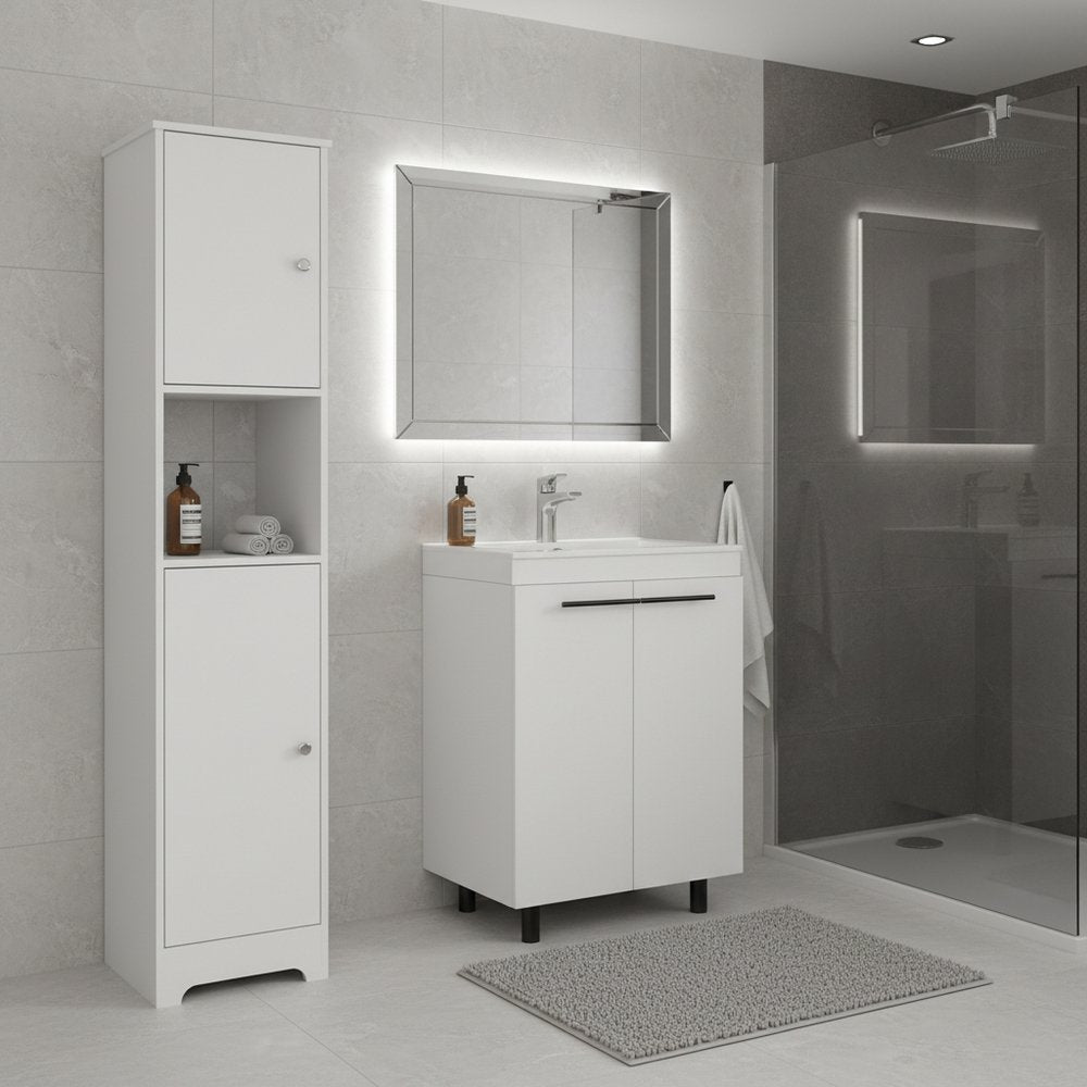 16" White Wood Freestanding Bathroom Vanity With Sink HomeRoots