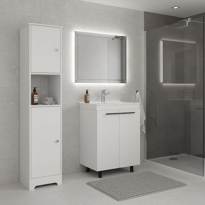 16" White Wood Freestanding Bathroom Vanity With Sink HomeRoots