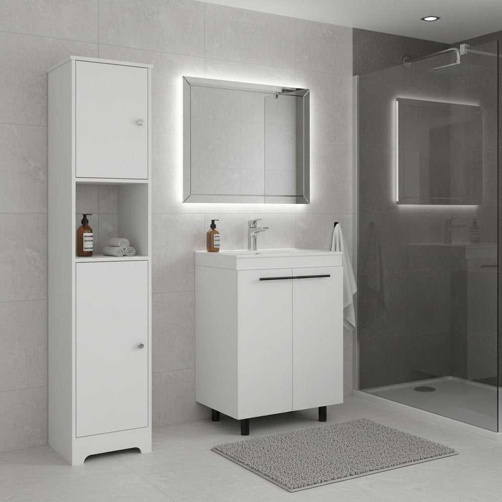 16" White Wood Freestanding Bathroom Vanity With Sink HomeRoots
