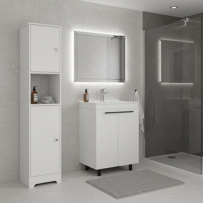 16" White Wood Freestanding Bathroom Vanity With Sink HomeRoots