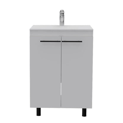 16" White Wood Freestanding Bathroom Vanity With Sink HomeRoots