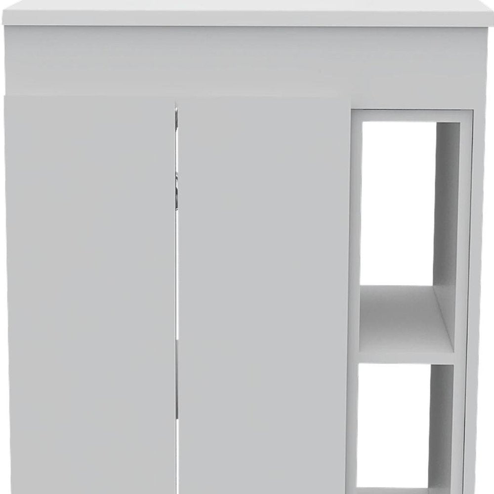 24" White Wood Freestanding Bathroom Vanity With Sink And Medicine Cabinet With Mirror HomeRoots