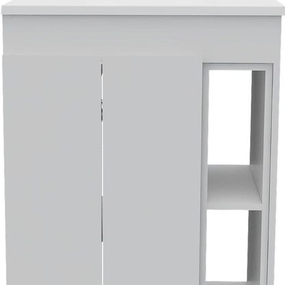 24" White Wood Freestanding Bathroom Vanity With Sink And Medicine Cabinet With Mirror HomeRoots