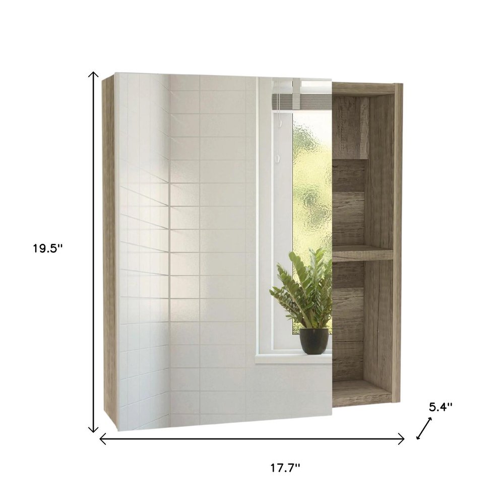 18" Natural Wood Freestanding Bathroom Vanity With White Sink And Medicine Cabinet With Mirror HomeRoots