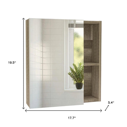 18" Natural Wood Freestanding Bathroom Vanity With White Sink And Medicine Cabinet With Mirror HomeRoots
