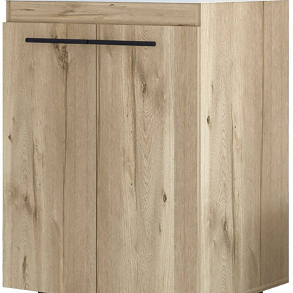 18" Natural Wood Freestanding Bathroom Vanity With White Sink And Medicine Cabinet With Mirror HomeRoots