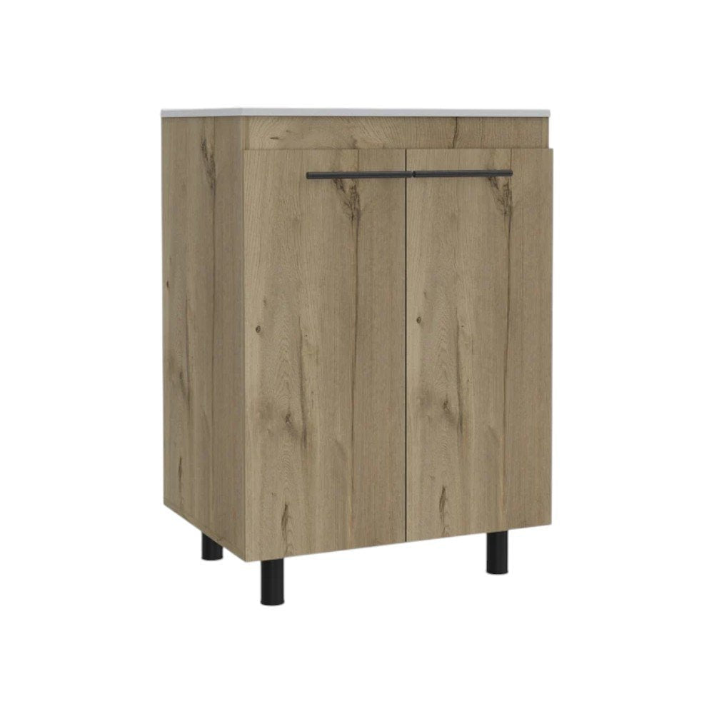 18" Natural Wood Freestanding Bathroom Vanity With White Sink And Medicine Cabinet With Mirror HomeRoots