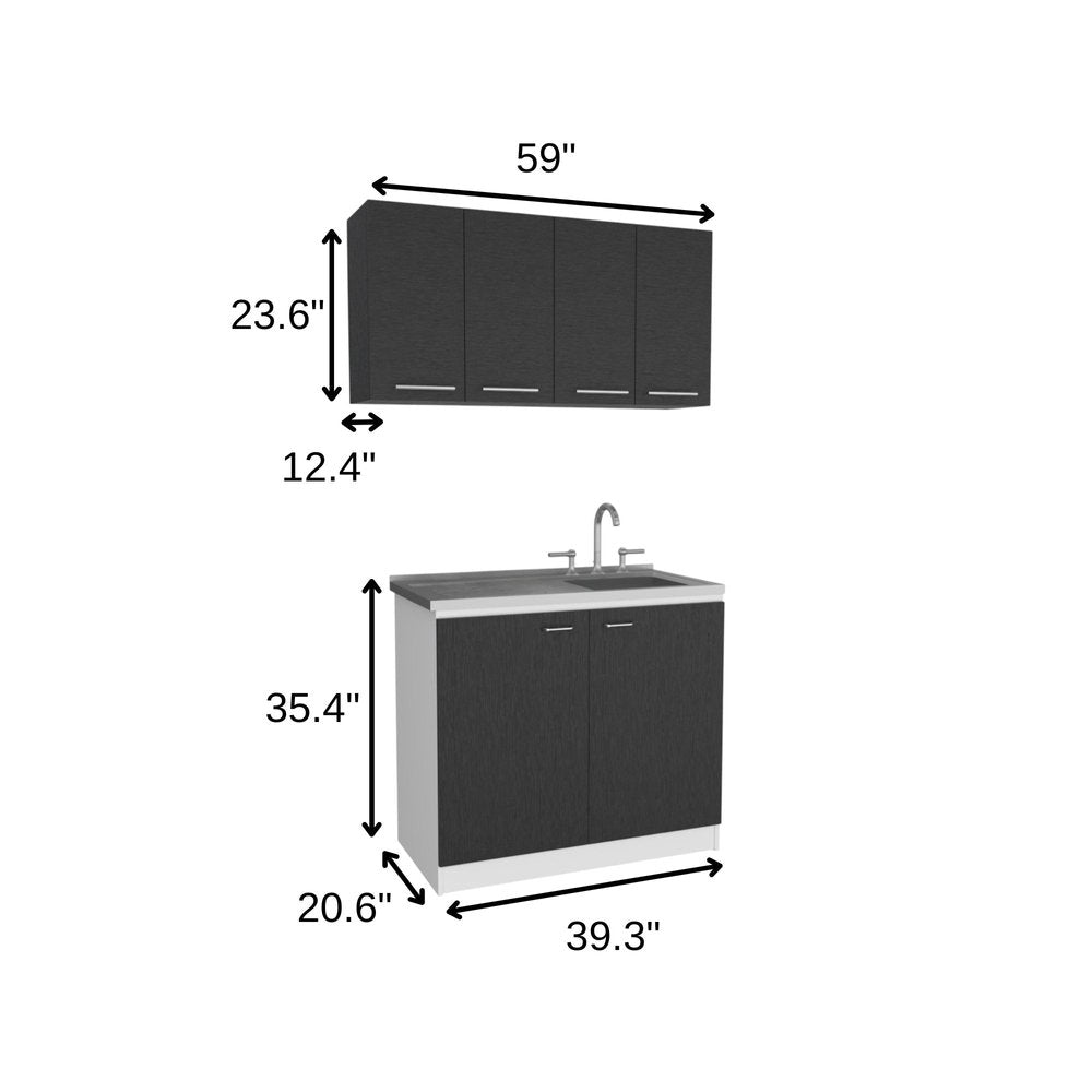 47" Black and White Wall mounted Accent Cabinet With Five Shelves HomeRoots