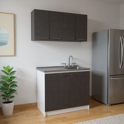 47" Black and White Wall mounted Accent Cabinet With Five Shelves HomeRoots