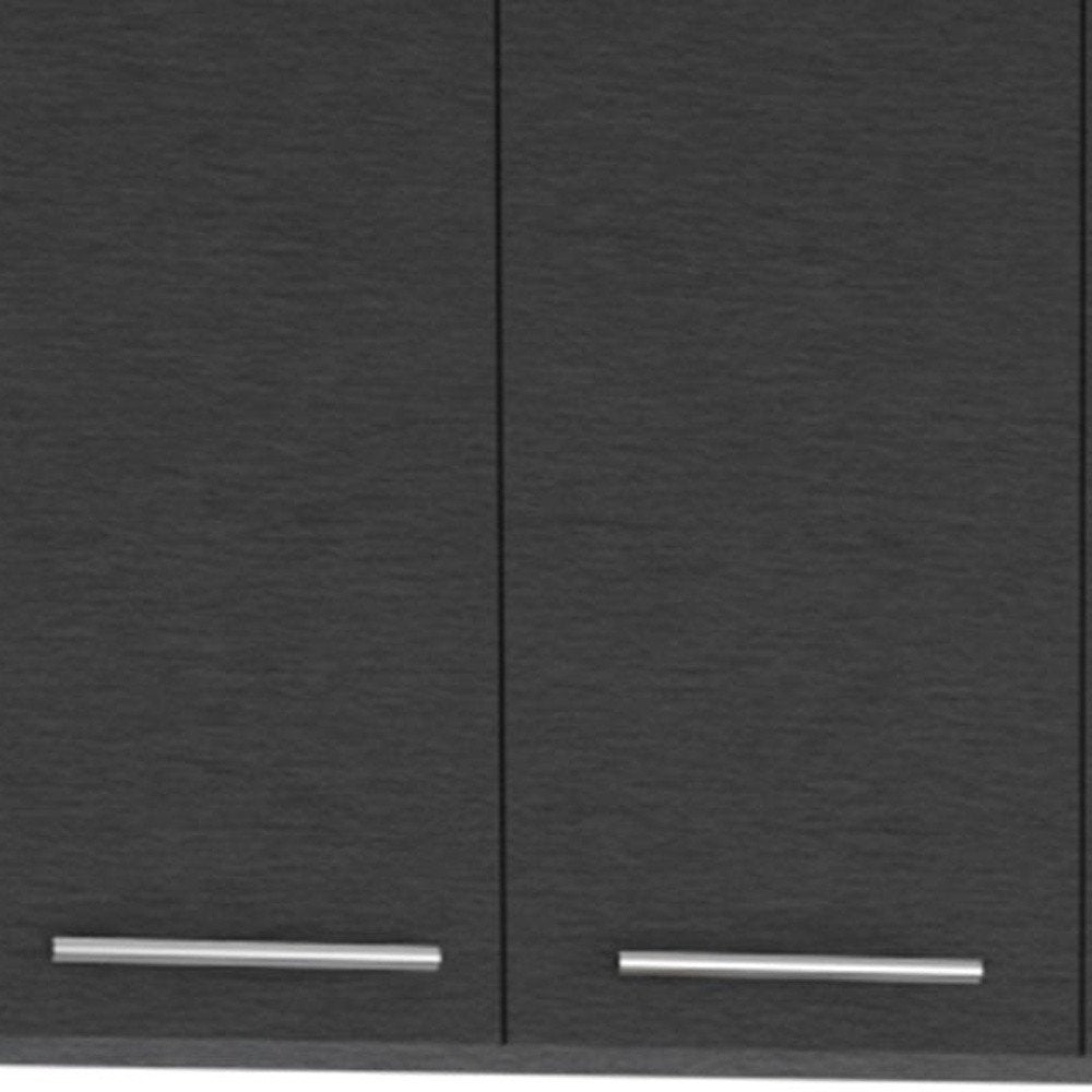 47" Black and White Wall mounted Accent Cabinet With Five Shelves HomeRoots