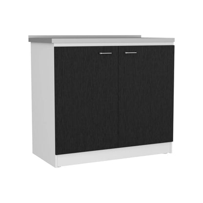 47" Black and White Wall mounted Accent Cabinet With Five Shelves HomeRoots