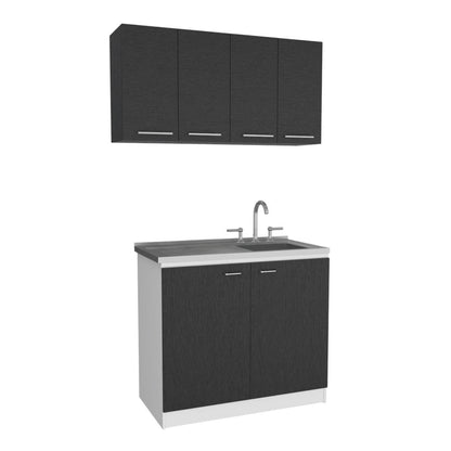 47" Black and White Wall mounted Accent Cabinet With Five Shelves HomeRoots