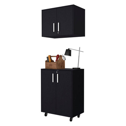28" Black Wall mounted Accent Cabinet With Four Shelves HomeRoots