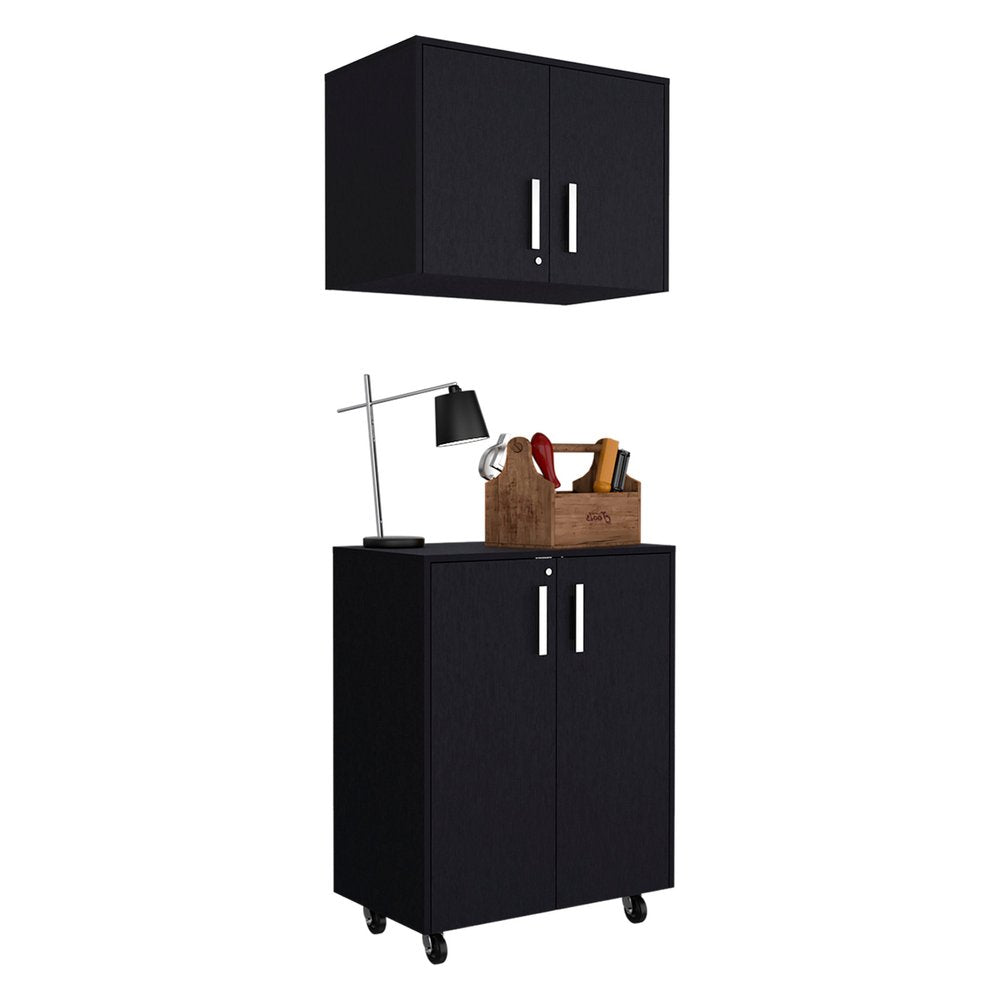 28" Black Wall mounted Accent Cabinet With Four Shelves HomeRoots