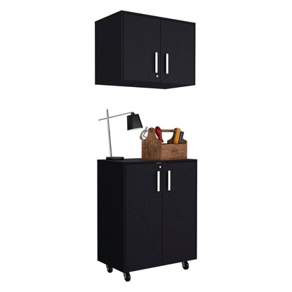 28" Black Wall mounted Accent Cabinet With Four Shelves HomeRoots