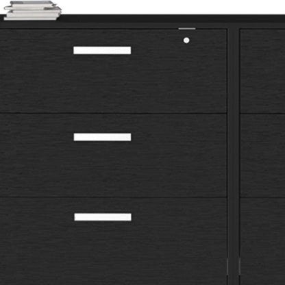 28" Black Wall mounted Accent Cabinet With Four Shelves And Six Drawers HomeRoots