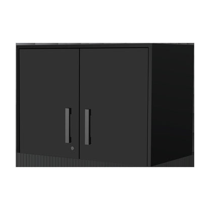 28" Black Wall mounted Accent Cabinet With Six Shelves And Three Drawers HomeRoots