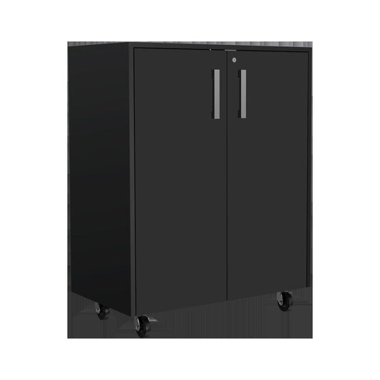 28" Black Wall mounted Accent Cabinet With Six Shelves And Three Drawers HomeRoots