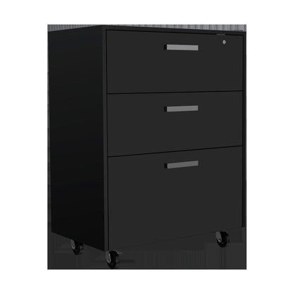 28" Black Wall mounted Accent Cabinet With Six Shelves And Three Drawers HomeRoots