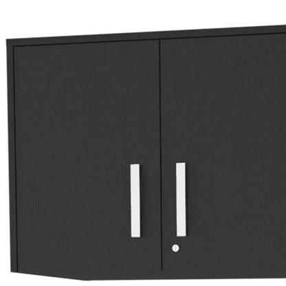 28" Black Wall mounted Accent Cabinet With Six Shelves And Three Drawers HomeRoots