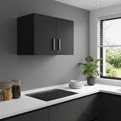 28" Black Wall mounted Accent Cabinet With Eight Shelves And Six Drawers HomeRoots