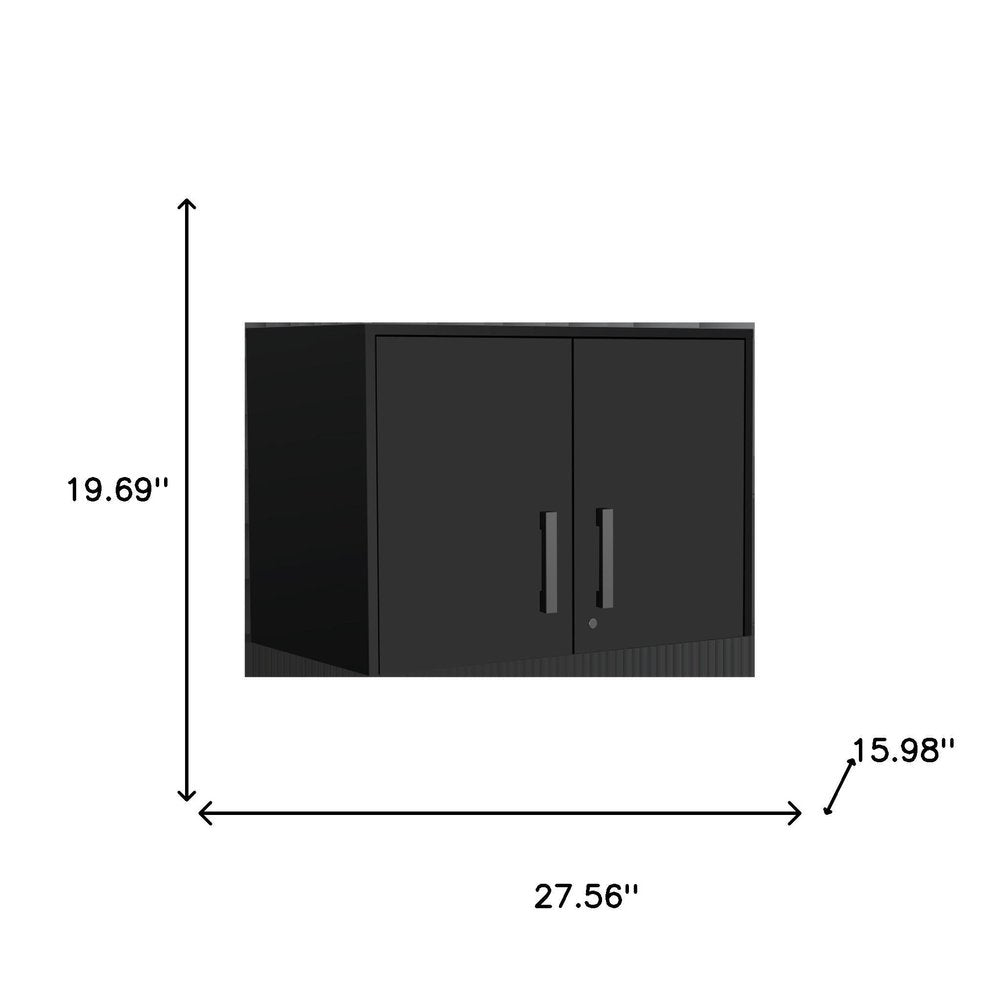 28" Black Wall mounted Accent Cabinet With Seven Shelves And Six Drawers HomeRoots