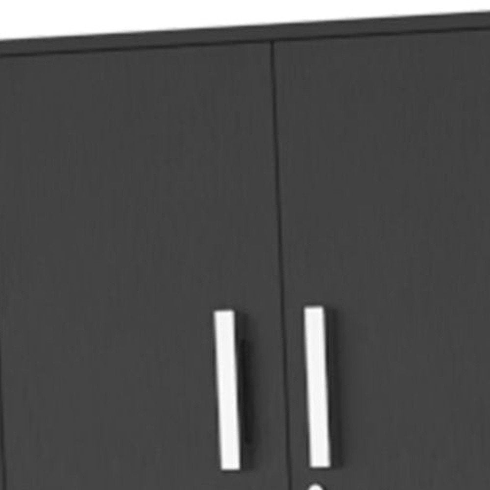 28" Black Wall mounted Accent Cabinet With Nine Shelves And Three Drawers HomeRoots
