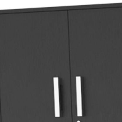 28" Black Wall mounted Accent Cabinet With Nine Shelves And Three Drawers HomeRoots